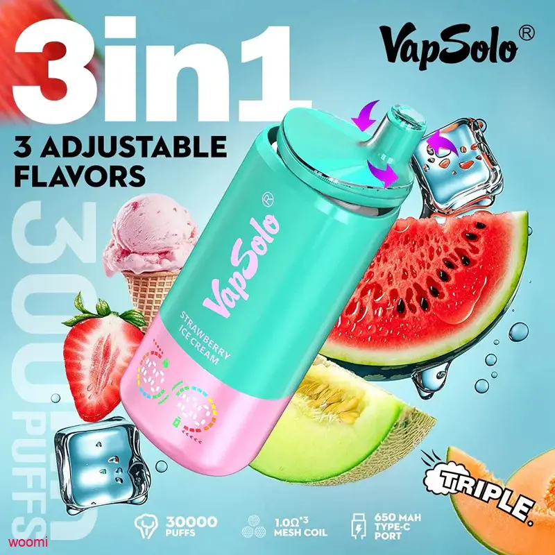  	Vapsolo Triple 30 000 Peach Ice & Dragon Fruit Ice & Mix Fruit